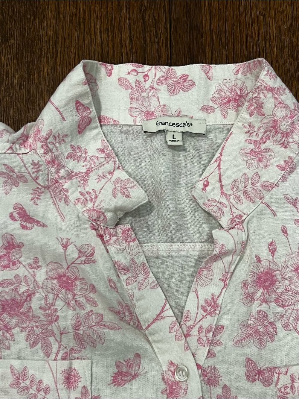 Francesca's Collections Pink Floral Sleep Top
